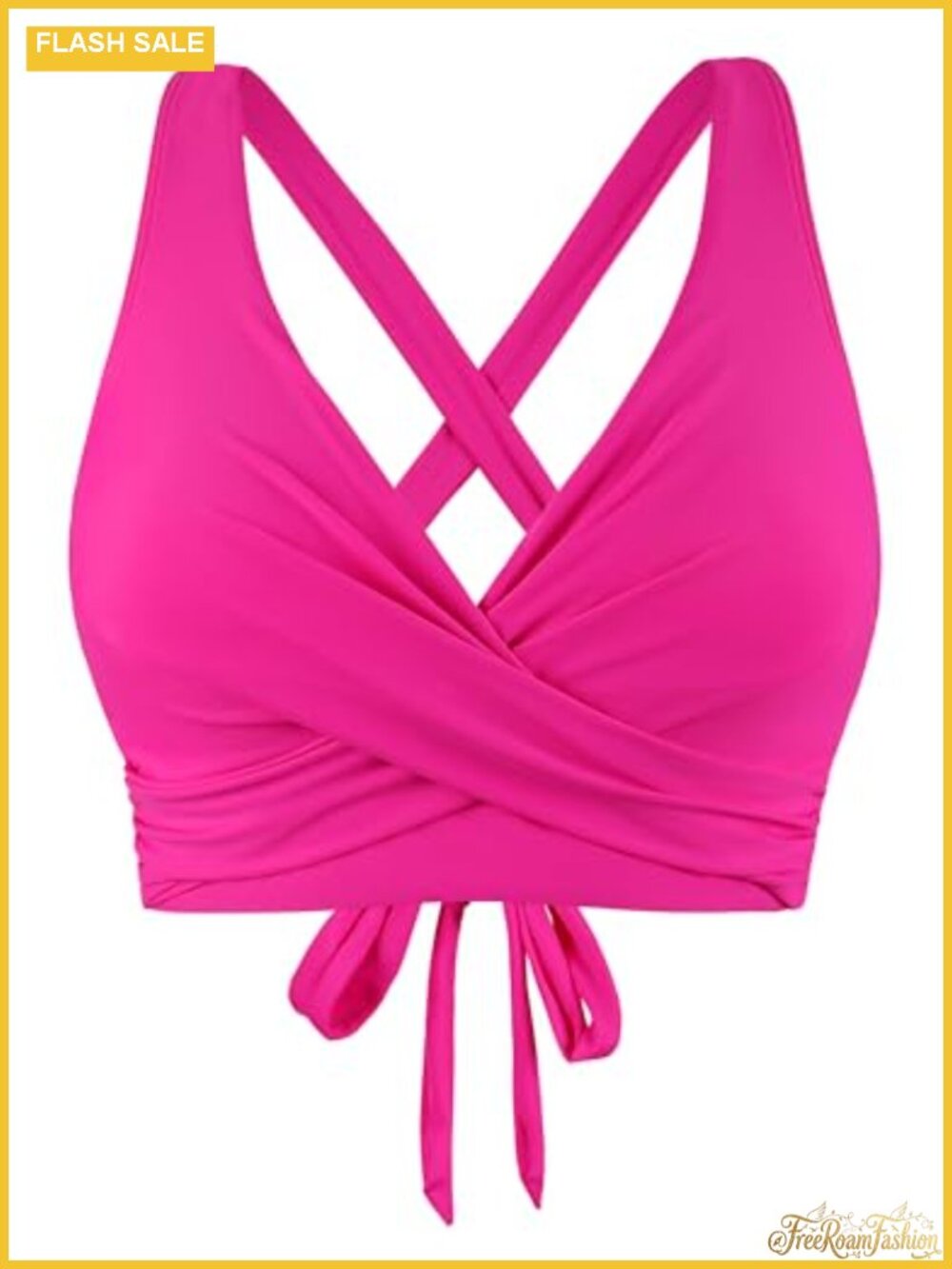 Underwire Full Coverage Bikini Top Tie Back Adjustable Swim Top for Women